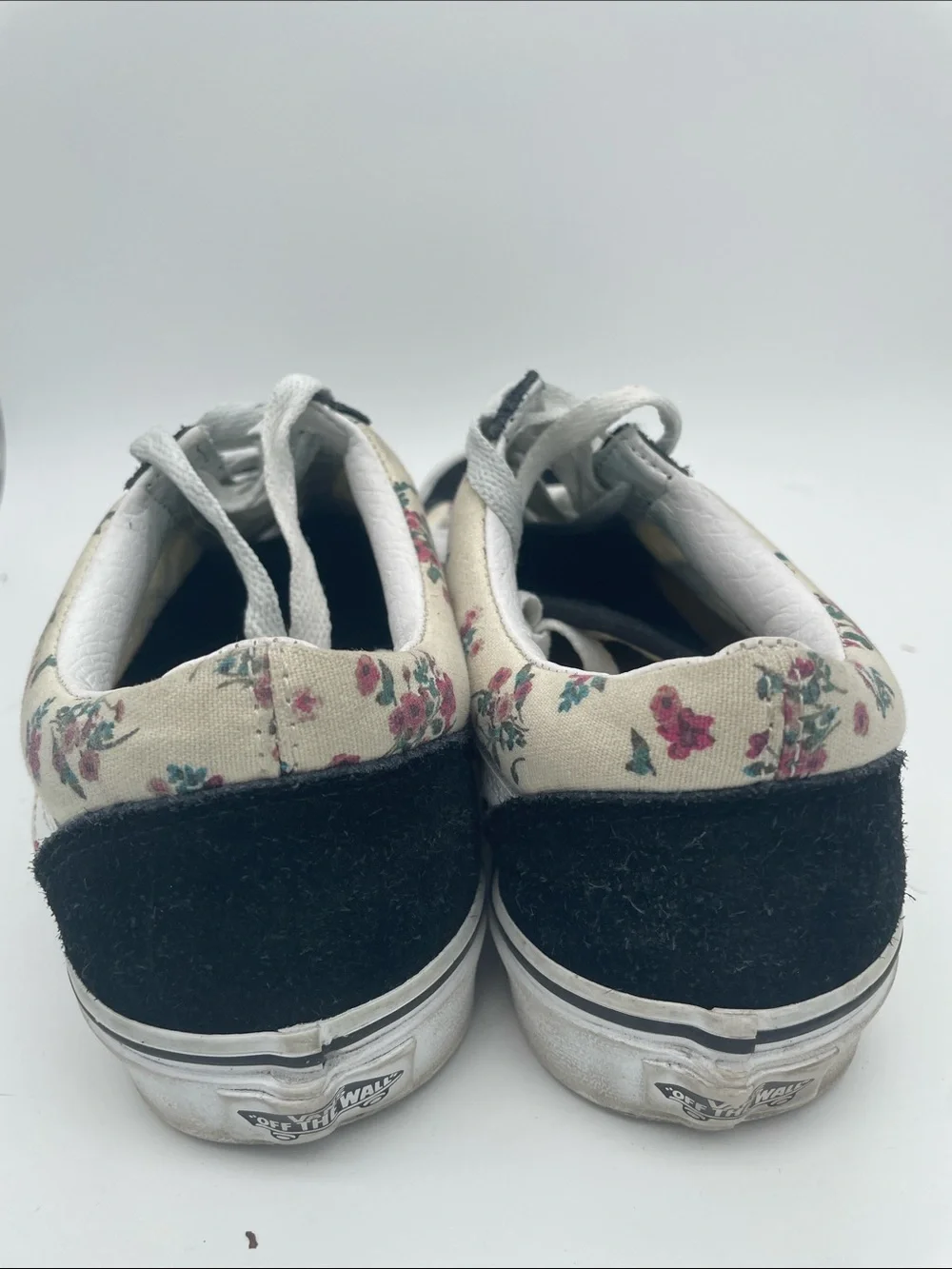 Vans Floral Canvas Low-Top Sneakers with Black Suede Accents